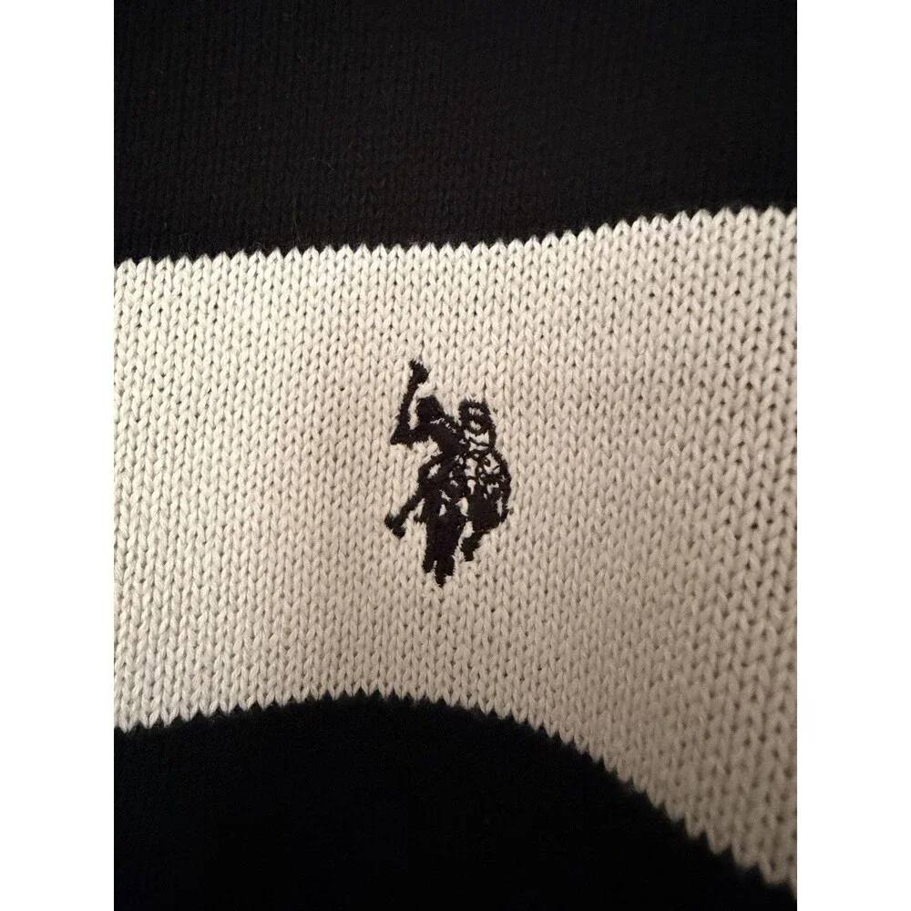 U.S. Polo Assn. Men’s L Quarter Zip Sweater Color Block Striped Cotton Blend